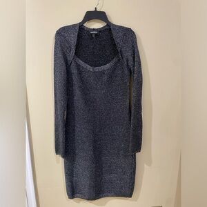 Express Evening long sleeve dress Black Shimmery occasions Dress Curvy dress L